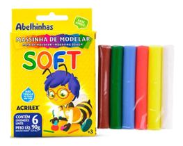 Kit Massinha Soft Acrilex 6 Cores 90g - Pacote com 4 Unidades