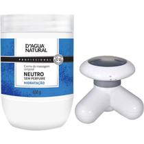 Kit massoterapia mini massageador usb creme neutro 650g