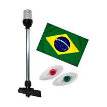 Kit Mastro de Popa 12v Led + Olho de Tubarão LED + Bandeira