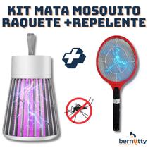 Kit Mata Mosquito Repelente Eletrônico e Raquete Elétrica Bivolt Recarregável - Bernutty