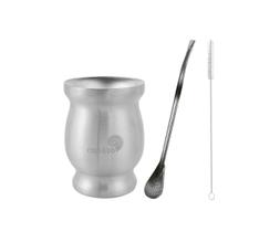Kit Mate Cuia Inox + Canudo Chimarrão + Escova de Higienização