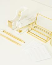 Kit Materal Decorativo P/ Escritório Dourado Vários Itens