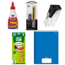 Kit Materiais Escolares De Escrita Para Crianças 19 itens