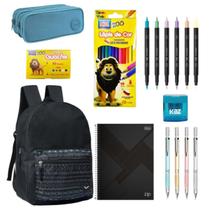 Kit Material Escolar Aluno 31 Itens Estudante com Mochila Estojo Caderno Argolado YES Lapiseira CIS