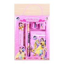 Kit Material Escolar Bolsinha Princesas e Mickey com 6 itens