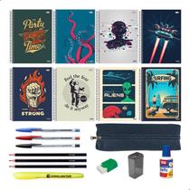 Kit Material Escolar Caderno 20 Matérias Estojo + Itens Essenciais
