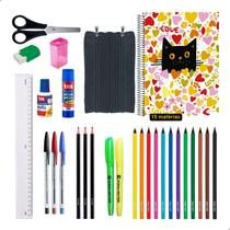 Kit Material Escolar Cadernos 15 Matérias Estojo + Itens - Menino - Menina