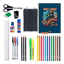 Kit Material Escolar Cadernos 15 Matérias Estojo + Itens - Menino - Menino Kit Material Escolar Cadernos 15 Matérias Estojo + Itens - Menino - Menino