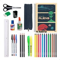 Kit Material Escolar Cadernos 15 Matérias + Itens Masculino