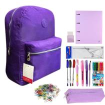 Kit Material Escolar com 37 itens Colegial Faculdade Feminino Masculino Unissex Escola Ensio Médio Universidade Mochila