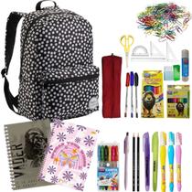 Kit Material Escolar com 61 itens Ensino Médio Feminino Masculino Mochila Estojo Escola Faculdade Universidade Colegial