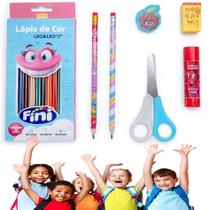 Kit Material Escolar Completo 7 Itens Fini Volta Ás Aulas