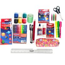 Kit Material Escolar Completo Caneta Lápis de Cor Borracha Lápis Tesoura Recadinho Marca Texto
