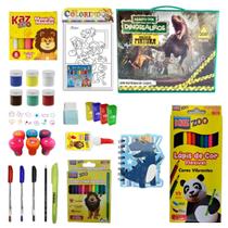 Kit Material Escolar Criança Pré Escola Masculino Pintura Criatividade Aluno Menino Pintar Color Desenhar
