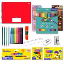 Kit material escolar de desenho completo com 13 itens - Multi Color