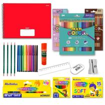 Kit material escolar de desenho completo com 13 itens