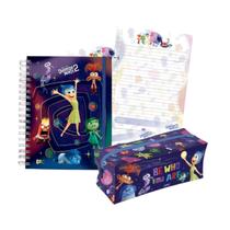 Kit Material Escolar Divertidamente DAC com Estojo Grande e Caderno Mini Smart com Refil de Folhas