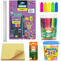 Kit Material Escolar Divertido 35 Itens Fundamental Menino