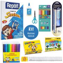 Kit Material Escolar Econômico Volta As Aulas Infantil 56pcs Ensino Fundamental Educação Infantil Acrilex Maripel LeoLeo