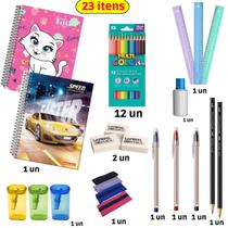 Kit Material Escolar Ensino Medio Faculdade Caderno Caneta Lista Escolar Completa