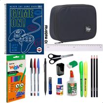 Kit Material Escolar Estojo Box Caderno Tilibra 10 Matérias + Itens Masculino