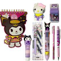 Kit Material Escolar Fofa Kawai Turma Fofa Hello Kuromi