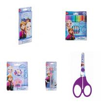 Kit Material Escolar Infantil Frozen Completo Com 5 Itens