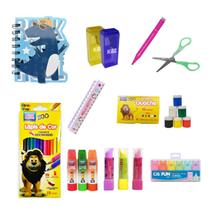 Kit Material Escolar Infantil Fundamental Médio 42 Itens Fofo Fofinho Kawaii Feminino Menina