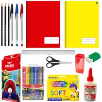 Kit Material Escolar Infantil Papelaria Caderno Caneta Lápis