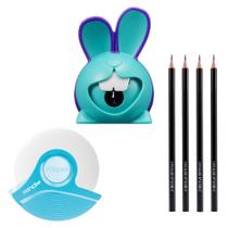 Kit Material Escolar Itens Basicos Borracha Zenoa Apontador Croc Croc Lapis Preto HB - Maped