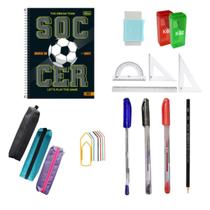 Kit Material Escolar Juvenil Adulto Fundamental Médio Colegial Faculdade Masculino Estojo Caderno Kit Material Escolar Juvenil Adulto Fundamental Médio Colegial Faculdade Masculino Estojo Caderno