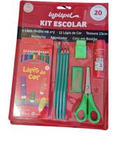 Kit Material Escolar Lápis Borracha Tesoura Cola Lápis Kit Material Escolar Lápis Borracha Tesoura Cola Lápis