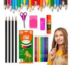 Kit Material Escolar Leo&leo Lápis Borracha Cola Apontador Tesoura - material escolar Kit Material Escolar Leo&leo Lápis Borracha Cola Apontador Tesoura - material escolar