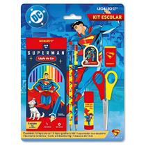 Kit Material Escolar Leo&Leo Super Homem Completo 7 peças