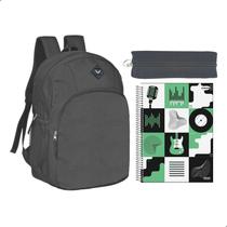 Kit Material Escolar Masculino Mochila Caderno Estojo