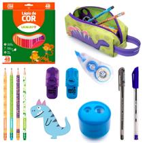 Kit Material Escolar Meninos Basico Volta As Aulas Lapis de cor Apontador Borracha - Leo e leo Kit Material Escolar Meninos Basico Volta As Aulas Lapis de cor Apontador Borracha - Leo e leo