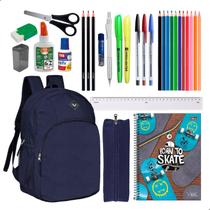 Kit Material Escolar Mochila Caderno Estojo Completo - Kit Material Escolar Mochila Caderno Estojo Completo -