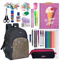 Kit Material Escolar Mochila Caderno Estojo Completo Feminino - Kit Material Escolar Mochila Caderno Estojo Completo Feminino -