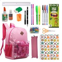 Kit Material Escolar Mochila Caderno Estojo Completo Feminino