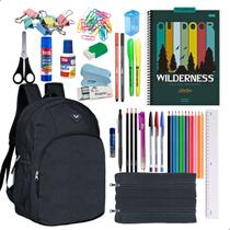 Kit Material Escolar Mochila Caderno Estojo Completo Masculino