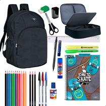 Kit Material Escolar Mochila Estojo Box Caderno Tilibra 10 Matérias + Itens Masculino