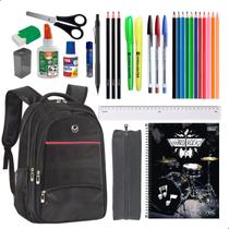 Kit Material Escolar Mochila Notebook Caderno 10 Matérias + 29 Itens