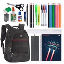 Kit Material Escolar Mochila Notebook Caderno 20 Matérias + 29 Itens