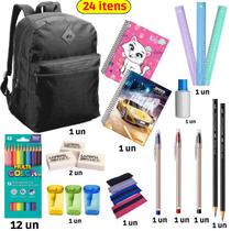 Kit Material Escolar Papelaria Mochila Caderno lápis Material Escolar Ensino Medio fundamental