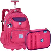 Kit Material Escolar Rebecca Bonbon Mochila de Rodinhas Estojo 36 Pens para Caneta Lápis Alças Acolchoadas Resistente