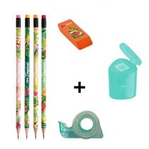 Kit Material Escolar Tropical com 7 Itens Kit Material Escolar Tropical com 7 Itens