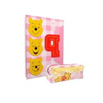 Kit Material Escolar Ursinho Pooh Disney com 1 Agenda Rosa 2025 e 1 Estojo Grande Volta as Aulas Top
