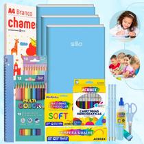 Kit Material Escolar Volta As Aulas Infantil 70 itens Tons Pastéis Ensino Fundamental Infantil Faber Acrilex Chamequinho Kit Material Escolar Volta As Aulas Infantil 70 itens Tons Pastéis Ensino Fundamental Infantil Faber Acrilex Chamequinho