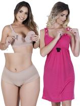 Kit Maternidade 1 Camisola+ 2 Calcinha + 2 Sutiã Amamentação Kit Maternidade 1 Camisola+ 2 Calcinha + 2 Sutiã Amamentação