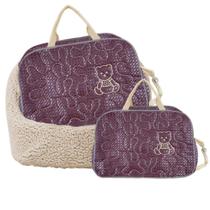 Kit Maternidade 2Peças Bolsa Resistente Urso Qualidade Top Transversal Reforçada Ursinho Alça Bolso Recém Nascido